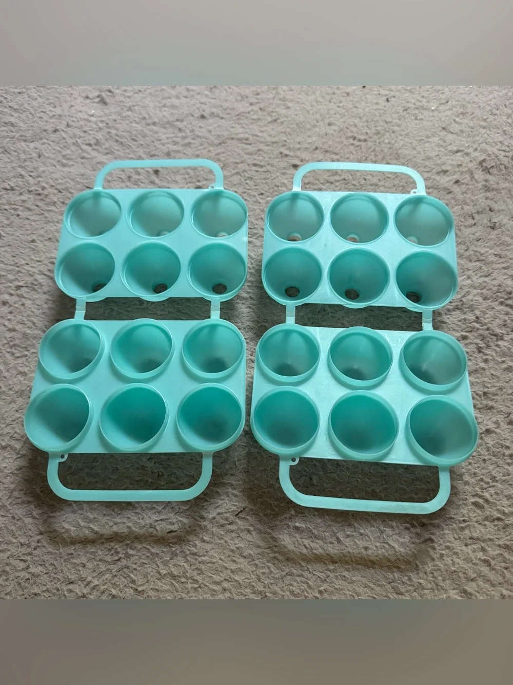 Two 2 Vintage Blue Smooth Jello Jigglers Easter Egg Molds Shots Clean Gelatin -